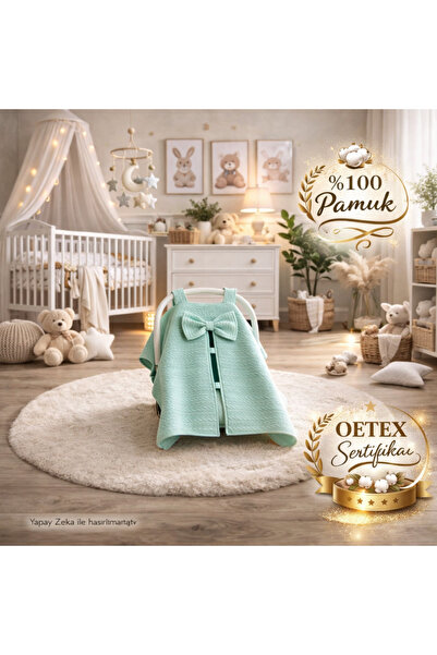 Babycitytr Örgü Pike Puset Örtüsü %100 Pamuk 4 Mevsim YenidoğanBebek Arabası ...