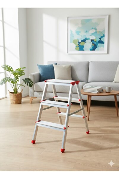 Genel Markalar Alüminyum Çift Çıkışlı Merdiven 3 Basamak | Kaymaz Ayaklı | En...