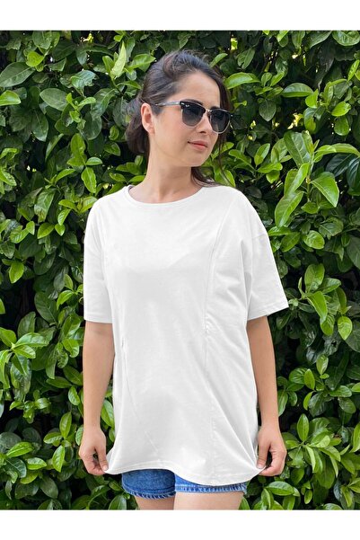 Baby Boroosh Γυναικείο μπλουζάκι θηλασμού με κρυφό φερμουάρ, υπερμεγέθη, λευκό