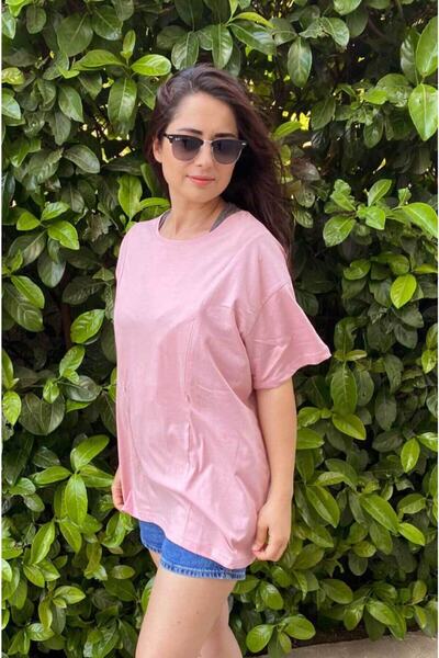 Baby Boroosh Tricou roz supradimensionat pentru alăptare, cu fermoar ascuns, ...