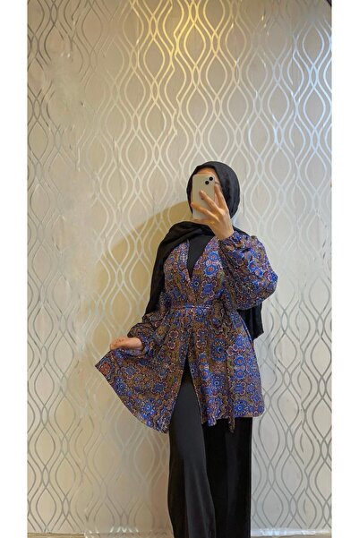 DİLEKBUTİK Desenli balon kol kimono