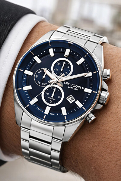 Lee Cooper Men's Wristwatch - Steel Cord, Silver Color, 3Atm Bracelet, Functi...