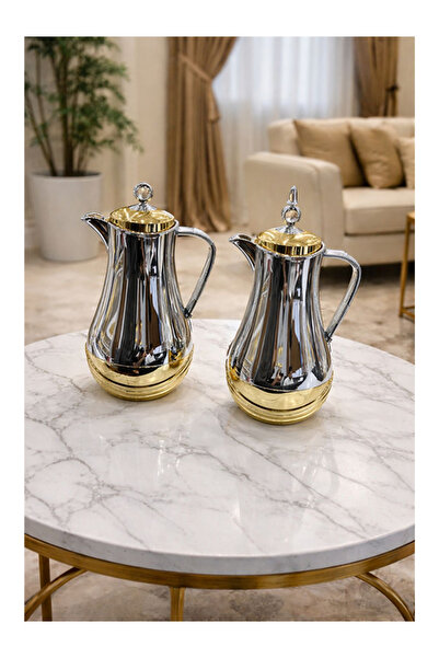 aljahwari طقم ترامس 2 حبة لون فضي كامل