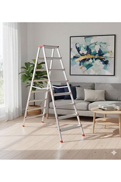 CMS CÖMERT MERDİVEN Alüminyum Çift Çıkışlı Merdiven 8 Basamak | Kaymaz Ayaklı...