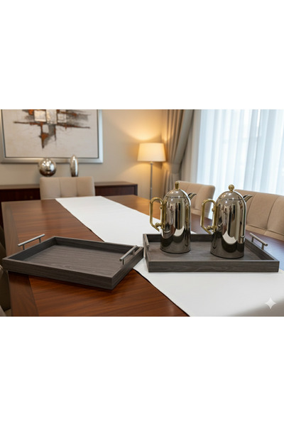Generic طقم ترامس شاي وقهوة فاخر مع صواني تقديم – ضيافة راقية بتصميم أنيق