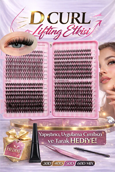 alaraycosmetics 640 Kök Hazır Demet D Curl Lifting Etkili Rus Volüm Takma Kir...