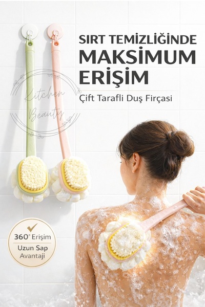 Kitchen Beauty Çift Taraflı Banyo Sırt Kesesi Yumuşak Duş Lifi Banyo Hamam Li...