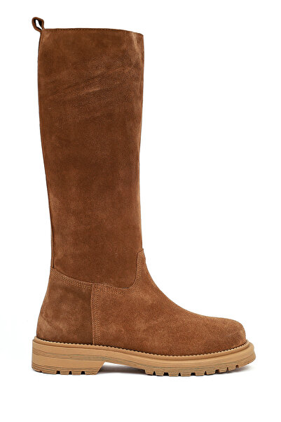 Derimod Cizme de damă din piele de căprioară cu talpă groasă, maro, 25WFD187210