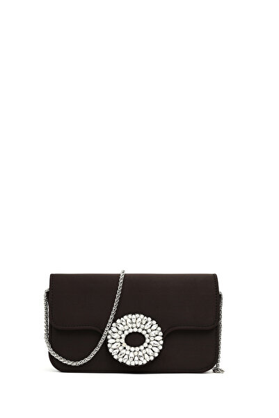 Derimod Women's Black Long Chain Strap Stoned Mini Evening Dress Bag 26Pbd27176F