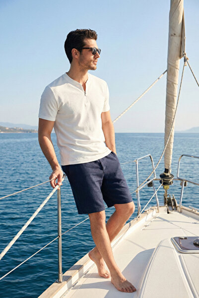 Buratti Βαμβακερό T-Shirt με κανονική εφαρμογή και μισό φερμουάρ Ανδρικό T-Sh...