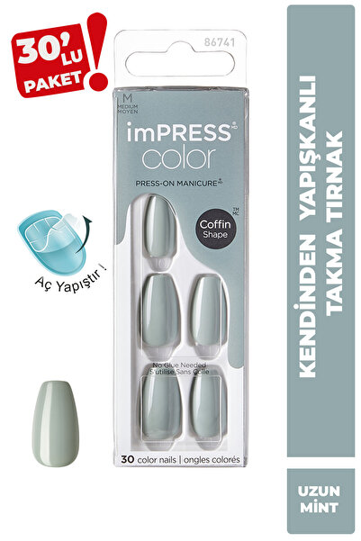 Impress Kendinden Yapışkanlı Takma Tırnak Uzun Yeşil