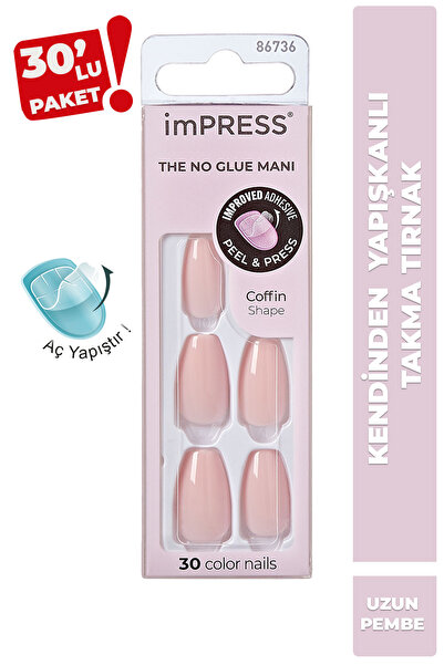 Impress Kendinden Yapışkanlı Takma Tırnak Uzun Pembe