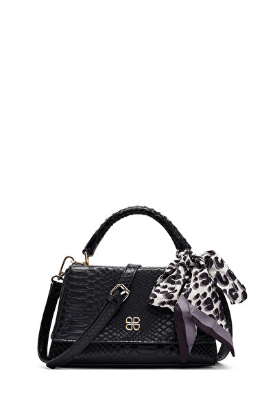 Derimod Geantă clasică de umăr pentru femei, neagră, cu curea lungă, cu model...