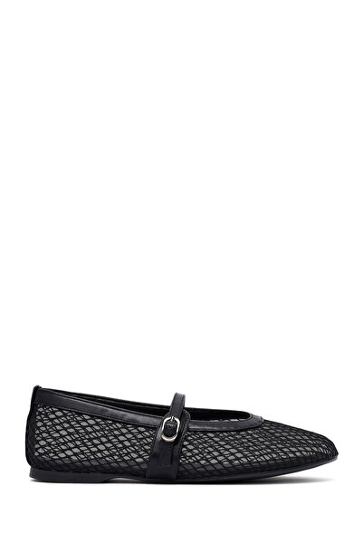 Derimod Women's Black Mesh Buckle Ballerinas 26Pfe485014