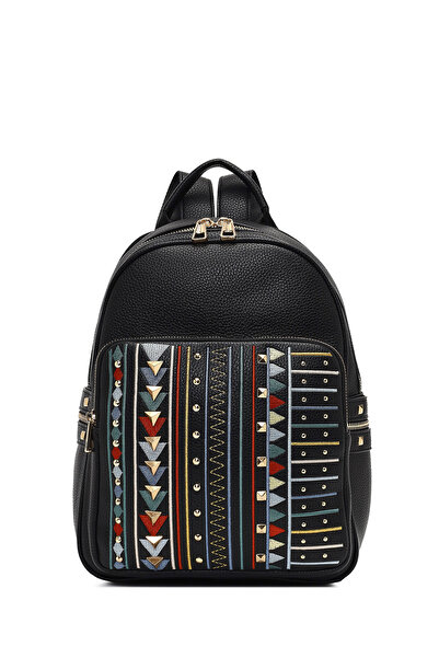 Derimod Rucsac negru cu imprimeu pentru femei 25ABD265326