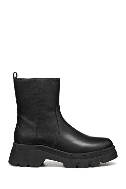 Geox حذاء نسائي من الجلد ذو نعل سميك وسحاب أسود اللون D565MB04654C9999