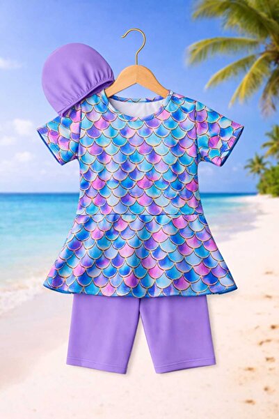 My Kids Wear Set costum de baie cu model pentru fete, cu pantaloni scurți și ...