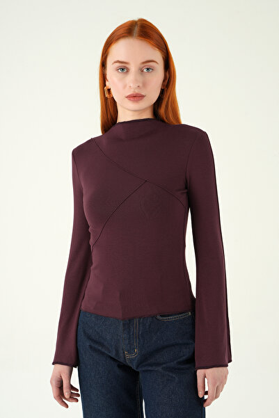 Rays Bluză Plum guler rotund Pre-Crimped 8238A