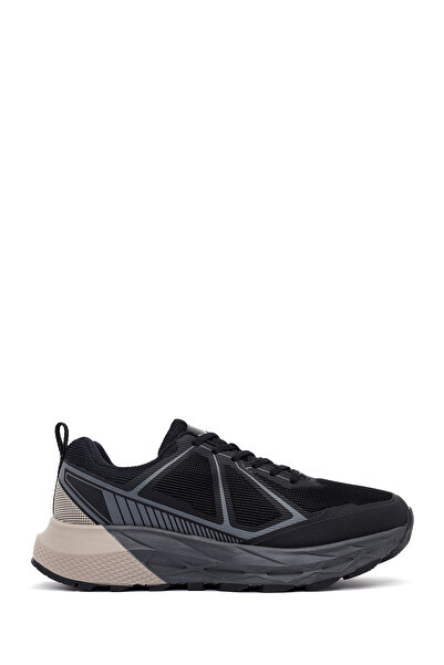 Derimod Pantofi sport pentru bărbați, negri, cu șireturi, cu talpă groasă, pa...