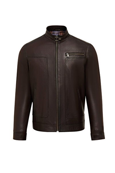 Derimod Felibe Men's Brown Leather Jacket 25Wge64321M