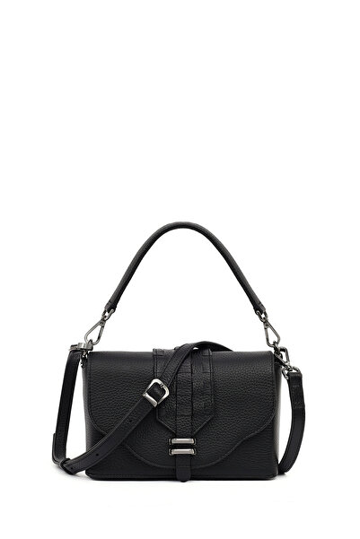Derimod Geantă neagră din piele cu curea lungă pentru femei 25WBD2304FT