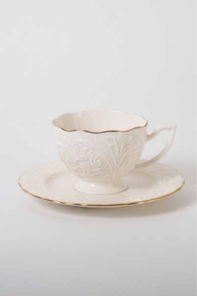 İpek Porselen 2'Li Kabartma Desen Altın Yaldız Rossenheım Porselen Çay Fincan...