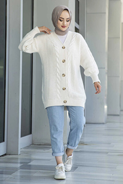 EnModaStyle Γυναικεία χειμωνιάτικη πλεκτή ζακέτα μαλλιών