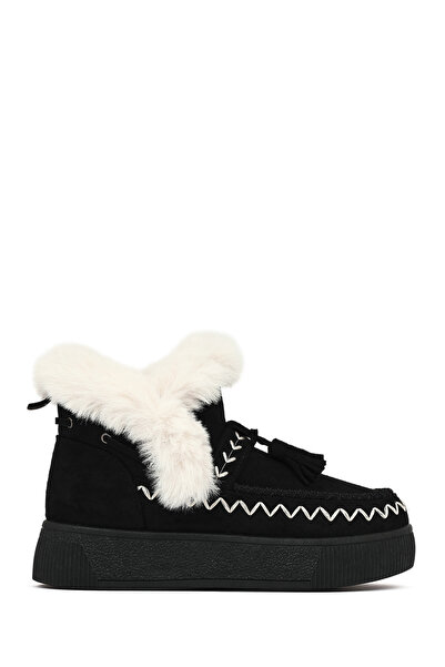 Derimod Kadın Siyah Kalın Tabanlı Püsküllü Süet Teddy Bot 25WFE402510