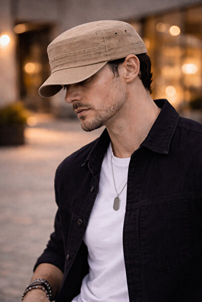 ZERAMİNE Șapcă militară bej – Model Castro Army Kep unisex lavabil