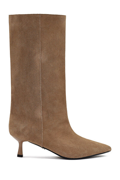 Derimod Kadın Bej İnce Topuklu Süet Deri Çizme 25AFD490510