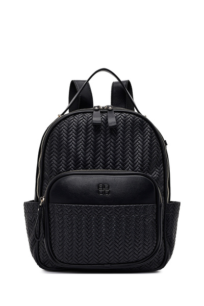 Derimod Rucsac negru cu imprimeu pentru femei 25ABD285126