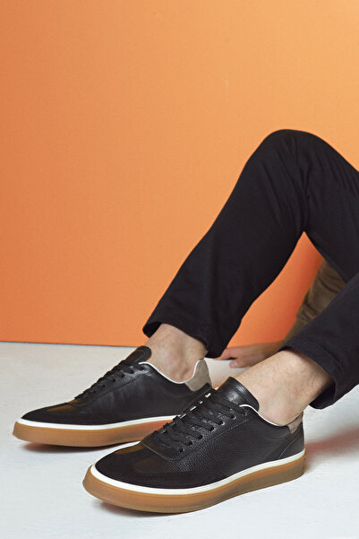 Derimod Ανδρικό δερμάτινο πάνινο παπούτσι με κορδόνια 25SFD641914