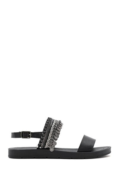Derimod Kadın Siyah Arkadan Bağlamalı Taşlı Sandalet 25SFE464314