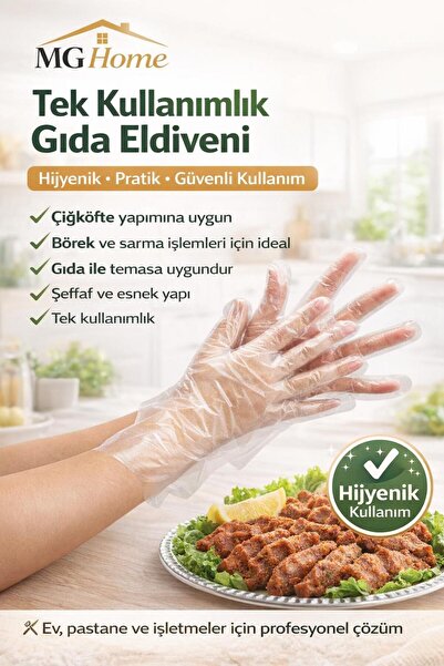 VENON 100 Adet Şeffaf Eldiven 🧡 Börekçi Eldiveni Kullan At Poşet Eldiven Hij...