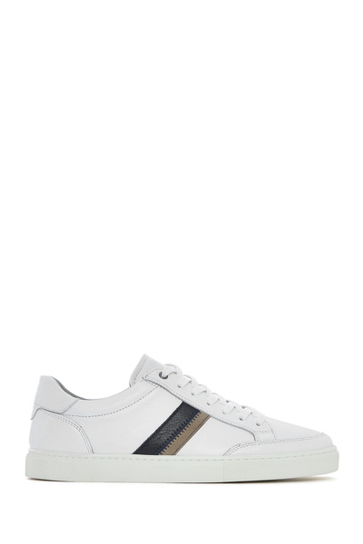 Derimod Men's White Lace-Up Leather Sneaker 25Sfd 674618