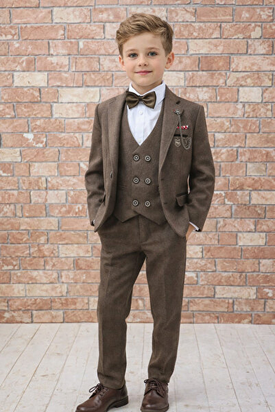 HAYTA 5-10 godina staro Lotus smeđe odelo, Prsluk i set košulje