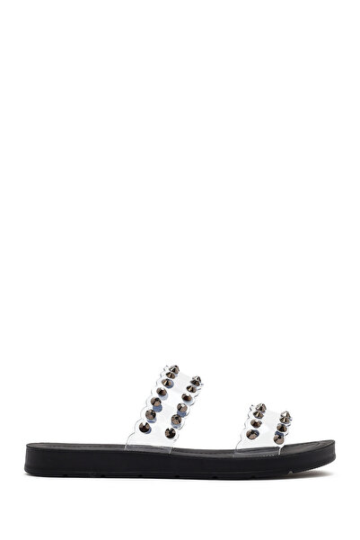 Derimod Papuci de damă negri cu piatră transparentă 25SFE4600PV