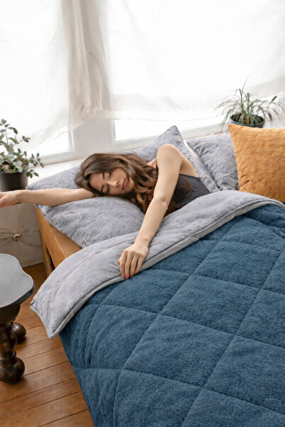 BEYAZLALE Geantă personalizată Double Lux Grey Wellsoft Quilt Dublu față 195 ...