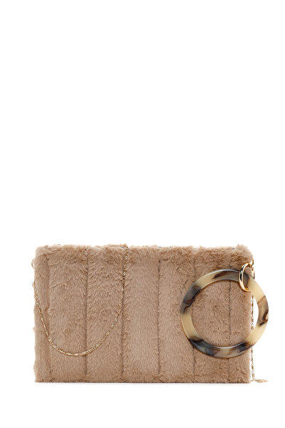 Derimod Kadın Bej Zincir Askılı Peluş Portföy Çanta 25WBD2208PH
