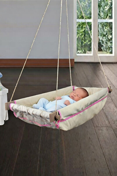 Bundeba Wise Pembe Ahşap Yaylı Zıpzıp Hamak Beşik Hoppala Tavana Asılan Salın...