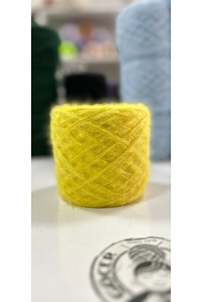göçer Ață de tricotat Moher galbenă acrilică de culoare simplă 100gr