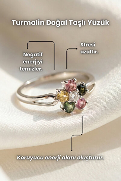 Elifsu Jewelry خاتم من حجر الزولتانيت الطبيعي بتصميم زهور قابل للتعديل