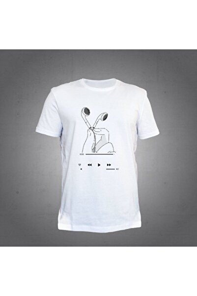 Herşey Nota Căști Alb tricou Unisex