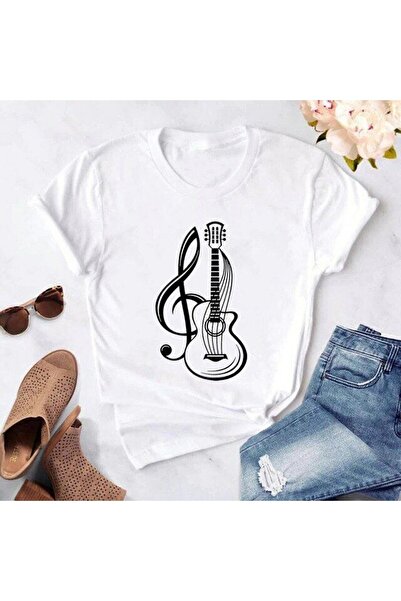 Herşey Nota Chitară cu cheie stângă unisex tricou