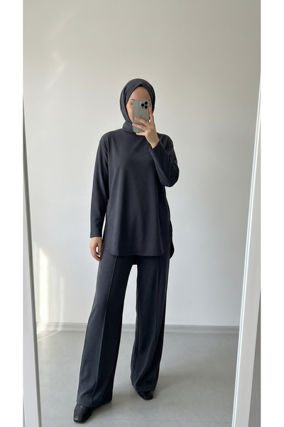 BENAHOLL Yonca Sides Slit piped Pant Suit-Nl764 Anthracite