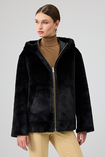 Derimod Gardena Kadın Siyah Çift Taraflı Teddy Mont 24WGD5241FF