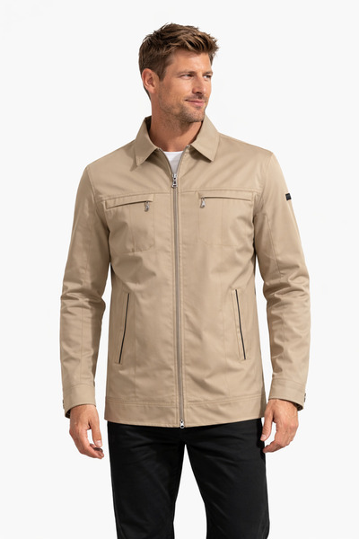 Çizgi Triko Men's Polo Collar Six-Pocket Lined Cotton Seasonal Coat - A00005