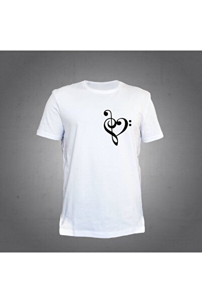 Herşey Nota Fa Key Cheie stânga Albă tricou Unisex