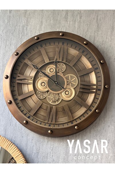 YASAR CONCEPT Velmonta Metal Çarklı Duvar Saati 66 Cm