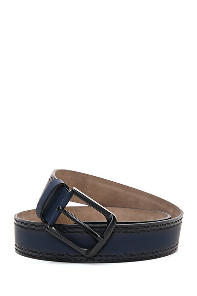 Derimod Curea de piele albastru bleumarin pentru bărbați 000A2D1302818